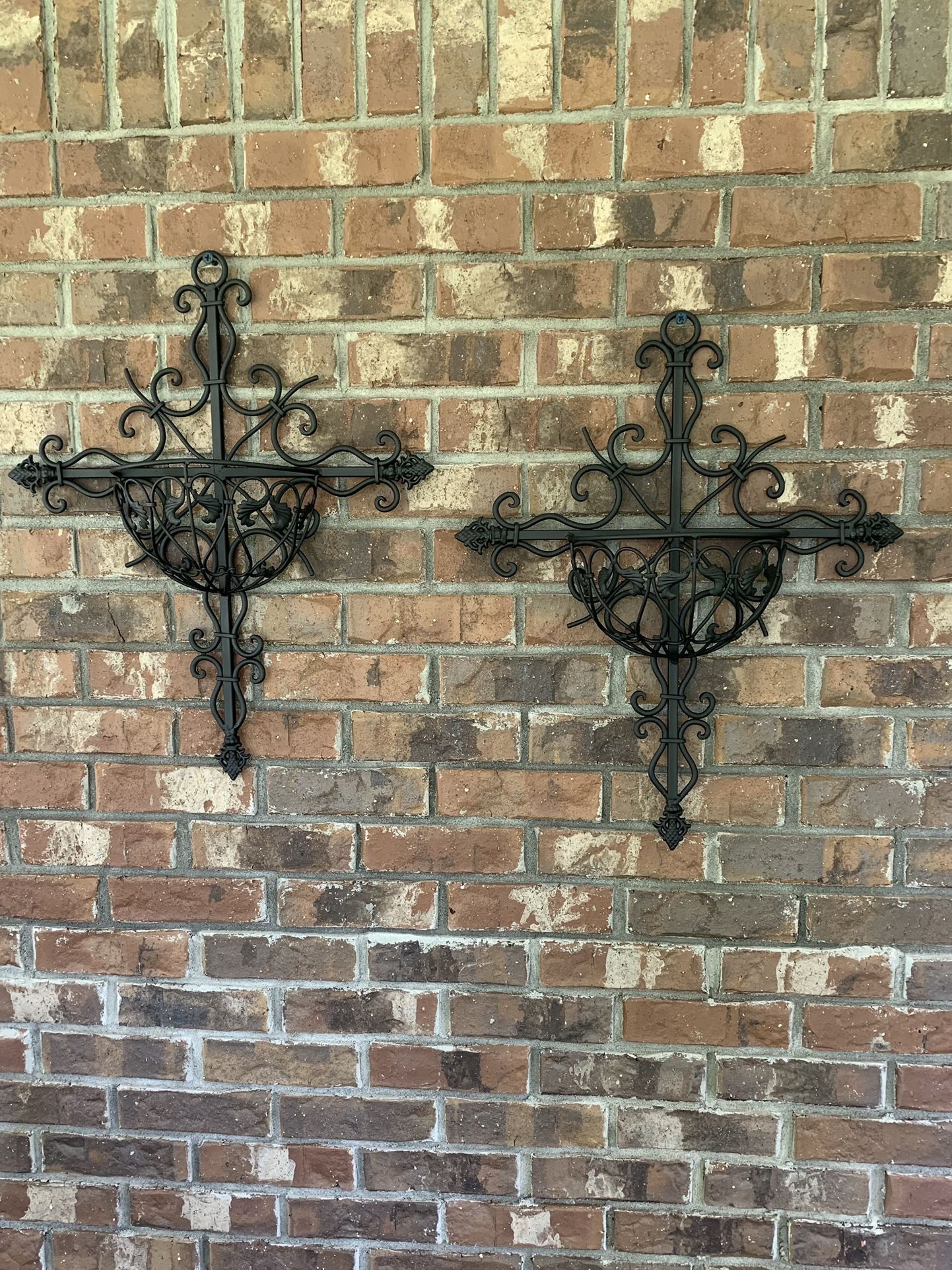 Wrought Iron Wall/Plant Sconces (2)