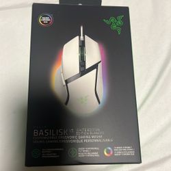 Razer Basilisk V3 Wired Optical Gaming Mouse with Chroma RBG Lighting - White
