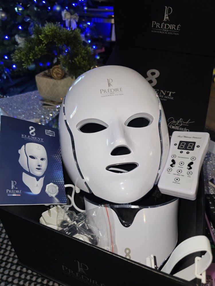 Predire Paris 8-Element Pro Multi-Purpose LED Skincare Mask.  High Quality Salon Grade Skincare.  White Or Gold, NEW IN BOX X8 Multi-Purpose LED PHOTO