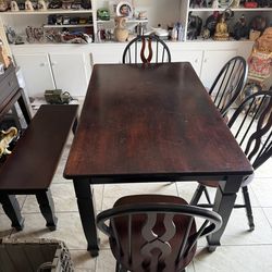 4 chair and bench Wooden table