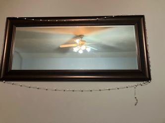 Large Rectangular Wall Mirror Dark Brown Frame