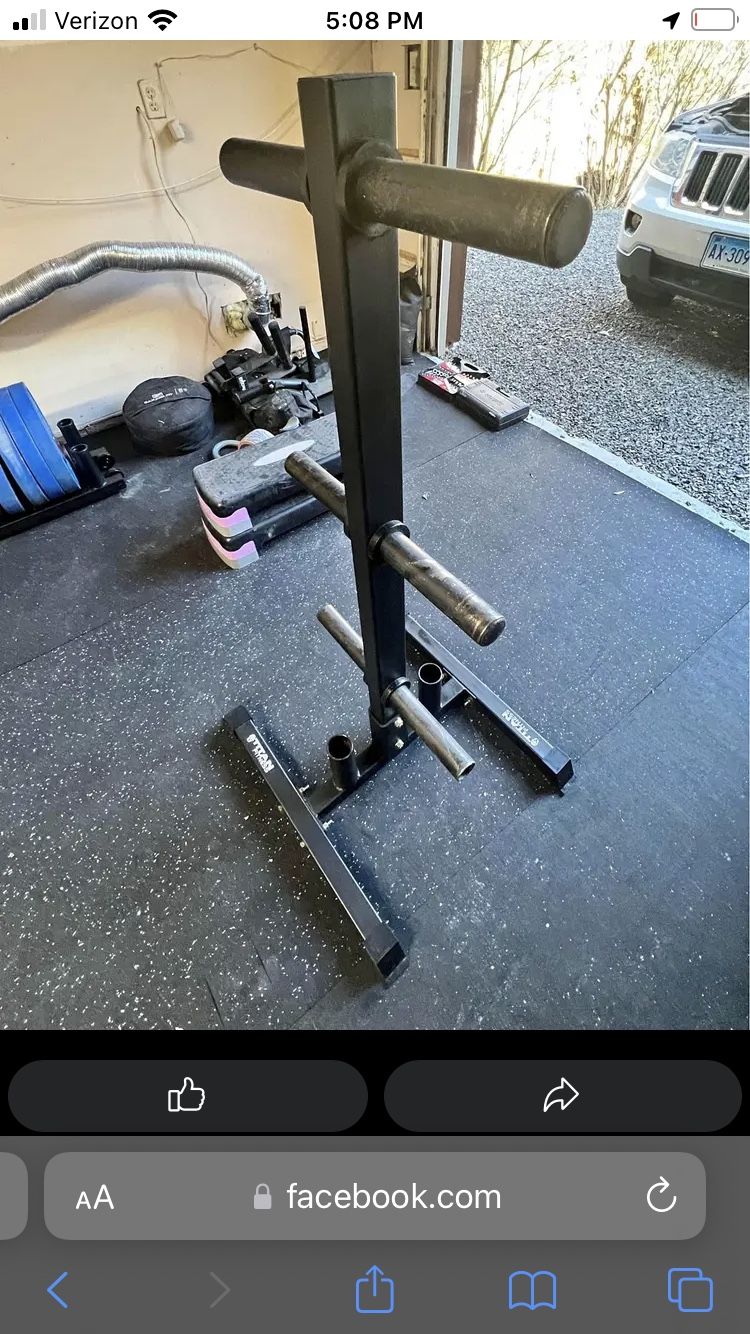 Vertical Weight Plate Tree Rack With 2 Barbell Holders