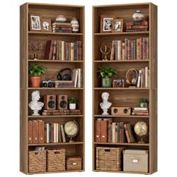 IRONCK Bookshelf and Bookcases 70" Tall, 6 Tiers Display Storage Shelves
