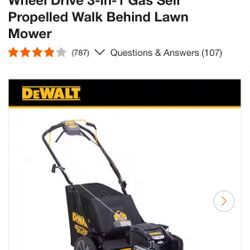 Lawn Mover Dewalt 163cc Gas Self Propelled