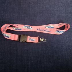 Seattle Seahawks Pink Lanyard or Keychain with repeating Seahawks logo and text