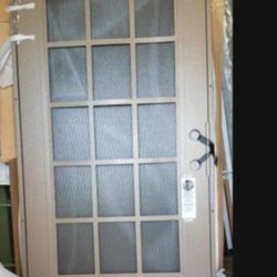36x80 Exterior Security Door Swing Out To The Left,Light Brown Frame Black Screen, Open Box, Hardware ,36x80 3and 4 Pictures,Last One 60x80 Right ✋