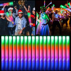 Bietrun 105Pcs Foam Glow Sticks, LED Light up Foam Sticks for Wedding 3 Modes Colorful Flashing, Glow in The Dark Party Supplies for Wedding, Raves, C