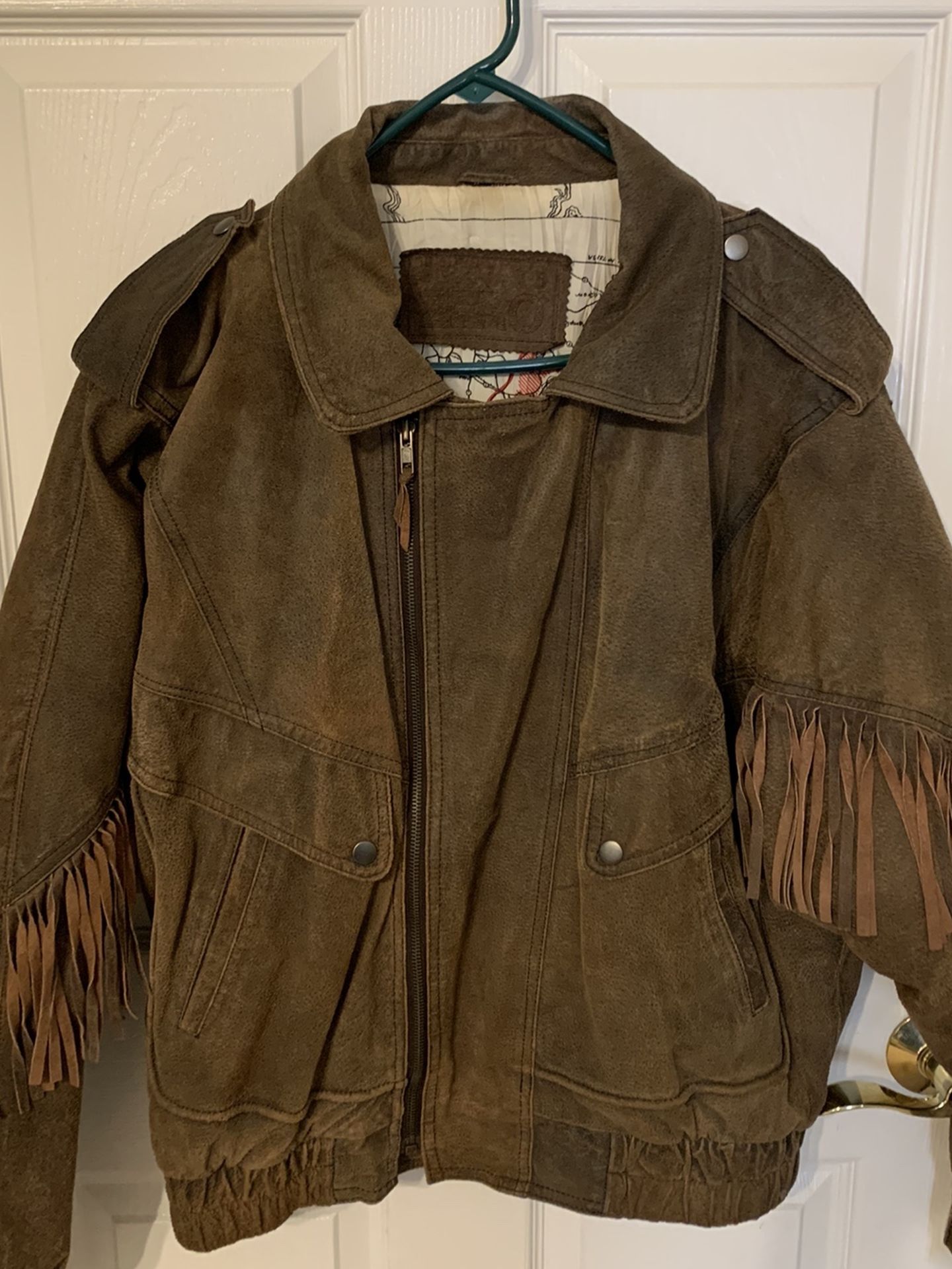 Men’s Leather Fringe Jacket (Large)