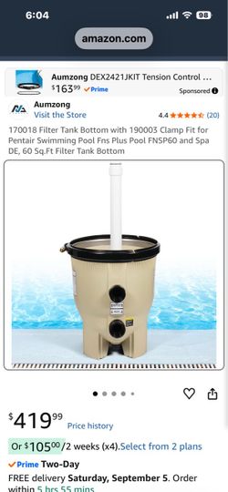 Aumzong DEX2421JKIT Pool Filter Tank Bottom Kit