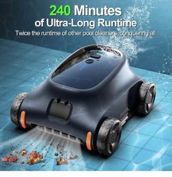 Cordless Robotic Pool Cleaner for Inground & Above Ground Pools - 130 Min Runtime Powerful Suction Self-Parking Smart Navigation Wall Climbing Deep Sc