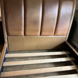 Queen Brown Leather Bed Frame 