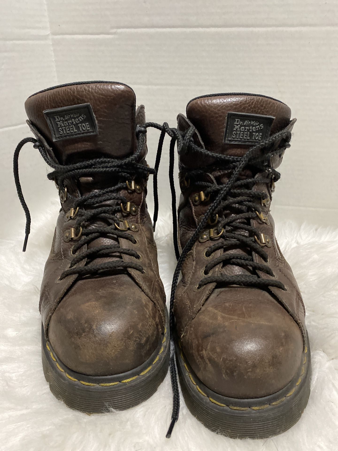 Dr. Martens England 8855 Steel Toe Brown Leather Boots Work Lace-Up UK 10 USA 11
