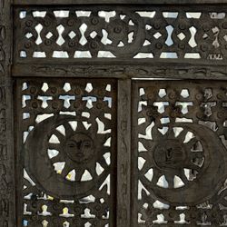 3- Partition Wood Moon & Sun Carvings 