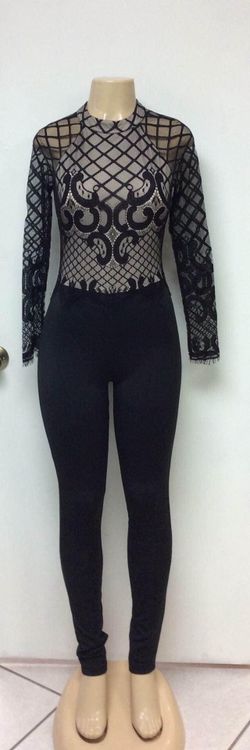 Black Mesh Jumpsuit