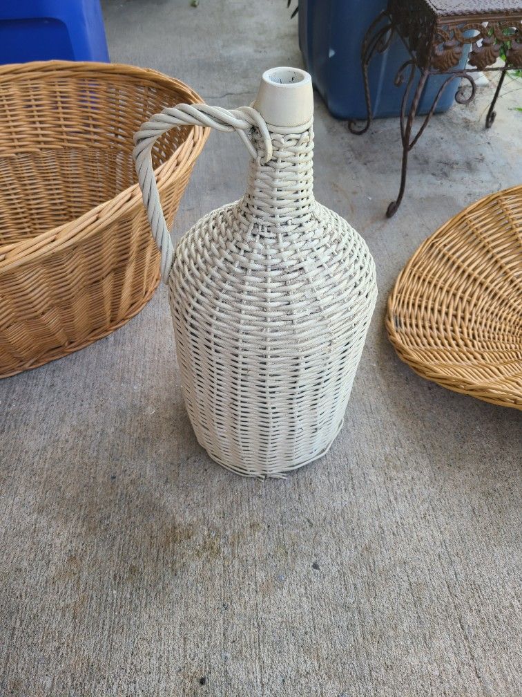 Wicker Covered glass wine jug