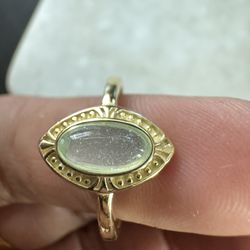 Adjustable 925 Sterling Silver Oval Cat Eye Open Ring