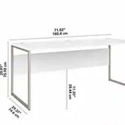 Desk: Bush Business Furniture Hybrid 72"W Computer Table Desk with Metal Legs, White (HYD373WH)