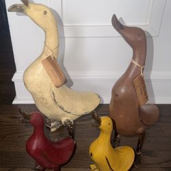 Set of 4 Vintage Smith and Hawken Wooden Ducks