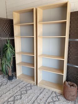 (2pc) Ikea Billy Bookcase w/Adjustable Shelves in Light Beige
