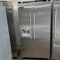 Viking 42”Wide Built In Side By Side Refrigerator Stainless Steel 