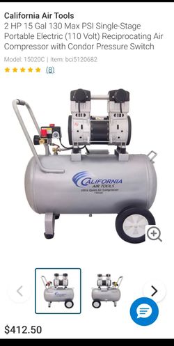 🔥$275 🔥California Air Tools, 15020C Powerful 2.0 HP Ultra Quiet and Oil-Free Air, 15 Gallons