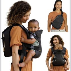 The Infantino Flip 4-in-1 Convertible Baby Carrier & Crossbody Diaper Bag - Grow-with-Me Carrier with Attachable Crossbody Diaper Bag, Black and Gold,