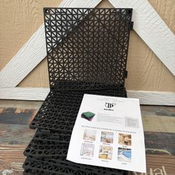 SmaBee 12 Pack Modular Interlocking Cushion 11.5" x 11.5" Mat Floor Tile Mats Drain Pool Patio Balcony Yard Pet Area Washer Pad(Black)