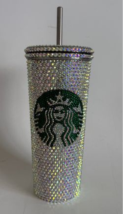 Handmade AB Crystal Rhinestone 20 oz Stainless Steel Tumbler Lid & Straw