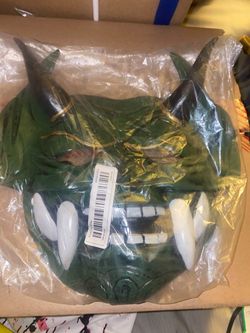 Green Japanese Oni Mask (strap back)