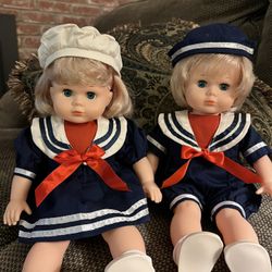 Dolls, Antique Girl and Boy . Sailor Twins.