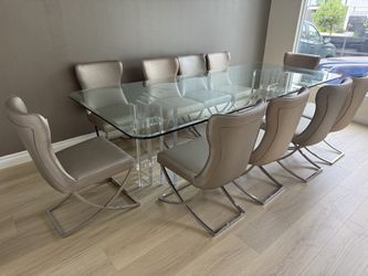 Luxury Two-Tone Custom Glass Dining Table 110” length