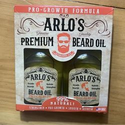 Arlo’s Premium Beard Oil Pro-Growth Formula (2) 2.25 oz Bottles New in Box