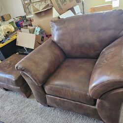 Creative Leather Chair With Ottoman