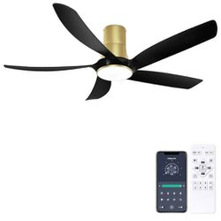 New 58" Indoor/Outdoor Low Profile Ceiling Fan with  Remote Control Flush Mount