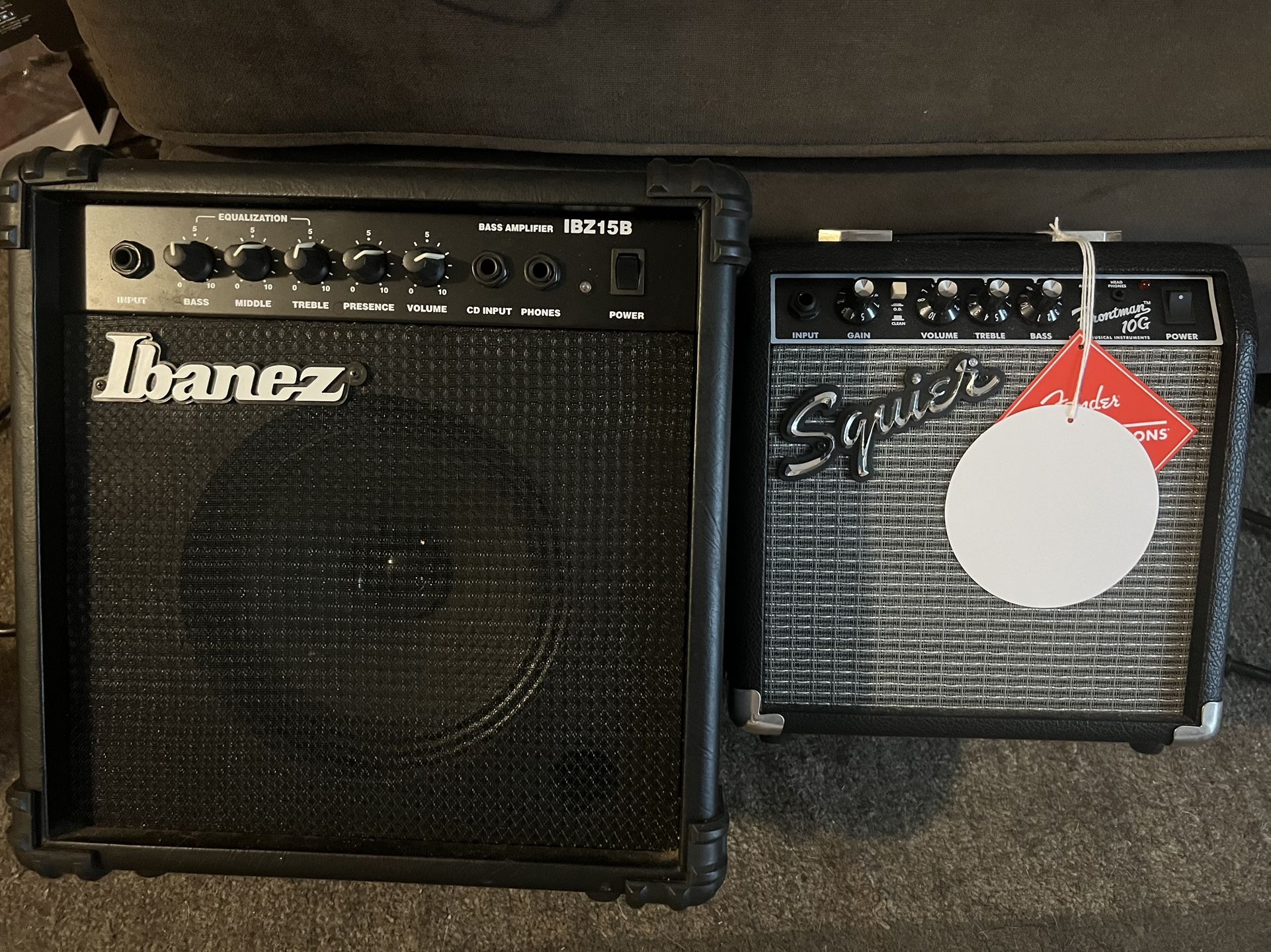 BRAND NEW FENDER SQUIRE AMP AND USED IBANEZ GUITAR AMP