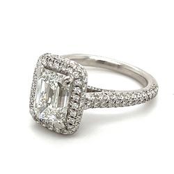 Platinum  Diamond Ring 2.33 Carat Emerald Cut F Color SI1 Size 6