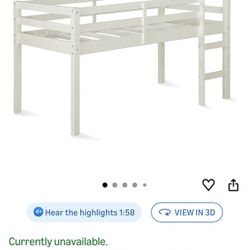 White Twin Loft Bed – Solid Wood, Great Condition, Kids/Junior Size