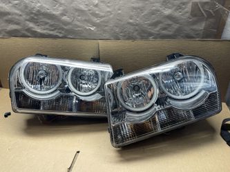 #OH194 FIT 2005-2010 Chrysler 300 Halo Chrome  Halogen Headlight Head Lights Pair Set