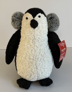 Martha Stewart Plush Penguin Weighted Botttom Shelf Sitter/Doorstop 11.5” NWT