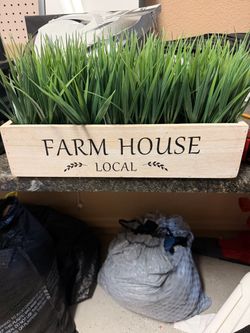Farmhouse Local Wooden Planter Box with Faux Grass
