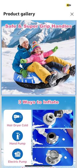 Heavy-Duty Snow Tube, 47" Snow Sled with Premium Canvas Cover for Adults, Towable Inflatable Sledding Tube with Thickened Bottom, Winter Outdoor Fun