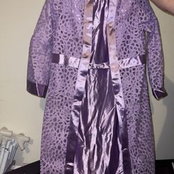 Purple satin Dress With Lace Over shawl (2)