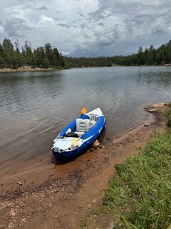 Blue Inflatable 2 Person Kayak with Paddles