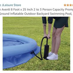 JLeisure Avenli 8 Foot x 25 Inch 2 to 3 Person Capacity Prompt Set Above Ground Inflatable Outdoor Backyard Swimming Pool, Blue