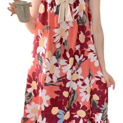 Women's Nightdress Sleeveless Loungewear Midi Sweet Pajamas Large Size Loose Nightgown Casual Dress