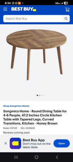 Songmics Home Round Dining Table Honey Brown