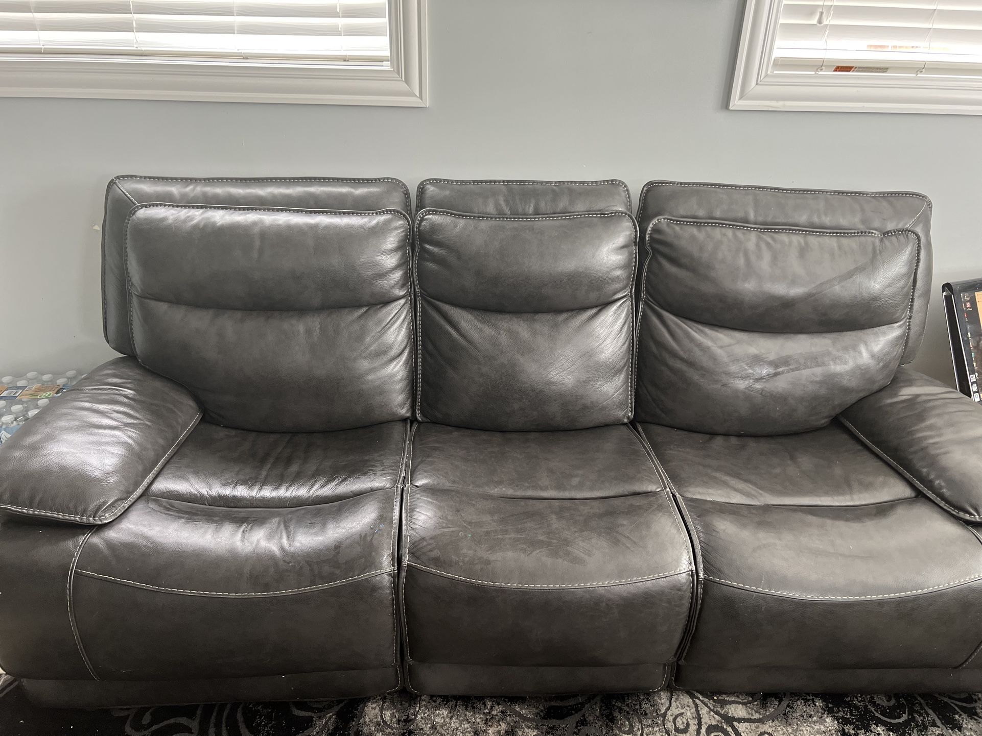 Gray Leather Sofa