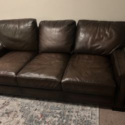 Pottery Barn leather couch with full Pull Out Bed