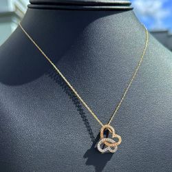 Jewelry 10k solid tri color Yellow Gold Wheat link 19.5” Chain diamond 0.30CTW necklace 2.00 grams 0.70mm Heart Butterfly Pendant