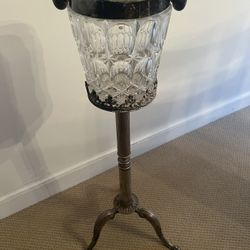 Crystal Champagne Ice Bucket On Silver Plated Stand